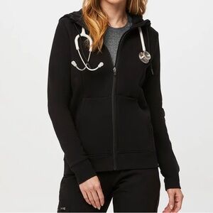 FIGS On Shift Full Zip Fleece Jacket Women’s Size M in Black WXXOW1004